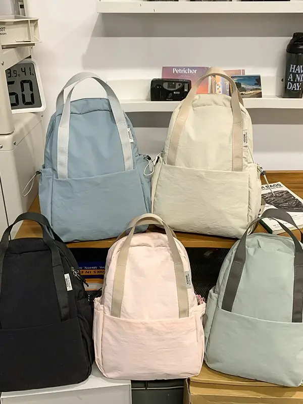 Crossbody Student Backpack Light Grey Multi-Purpose - Image 10