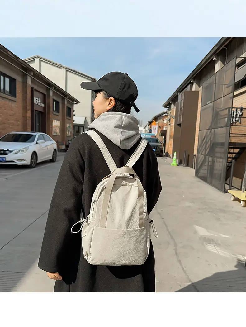 Crossbody Student Backpack Light Grey Multi-Purpose — feature 12