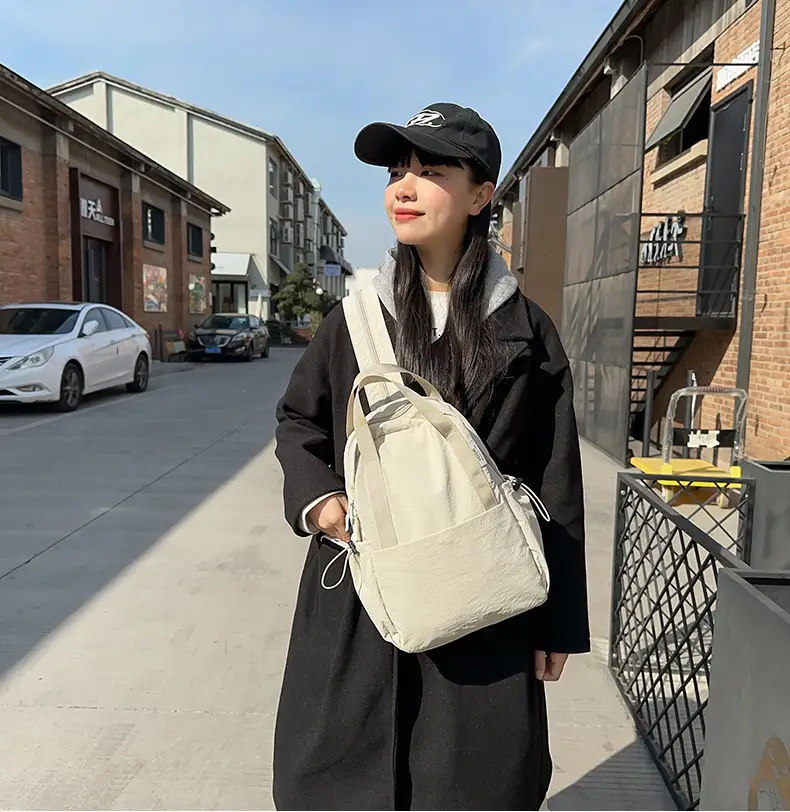 Crossbody Student Backpack Light Grey Multi-Purpose — feature 16