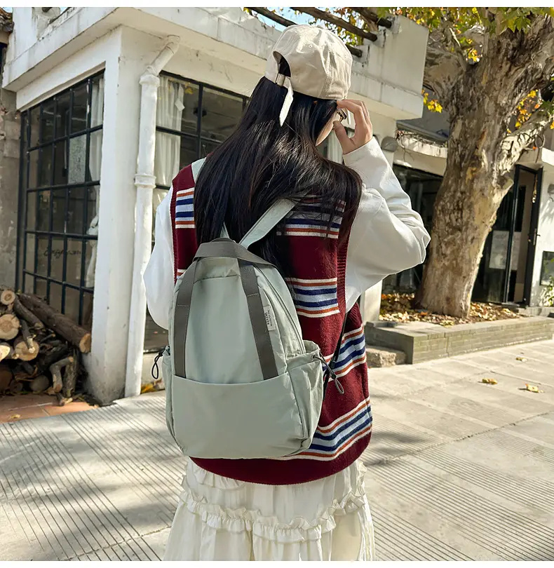 Crossbody Student Backpack Light Grey Multi-Purpose — feature 18