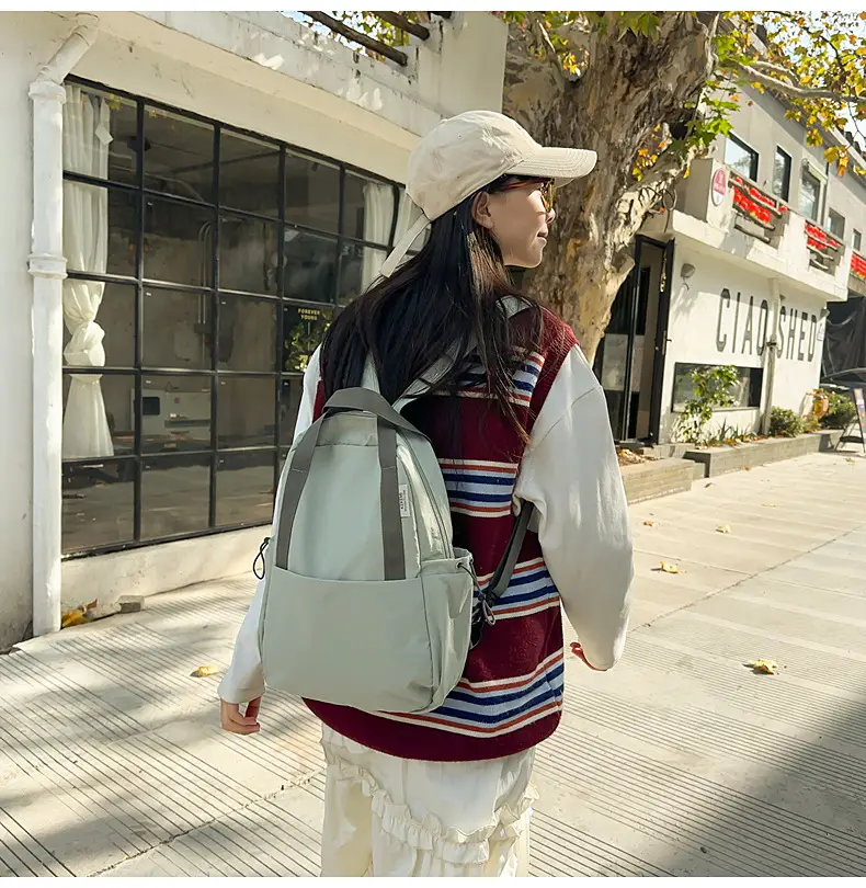 Crossbody Student Backpack Light Grey Multi-Purpose — feature 19