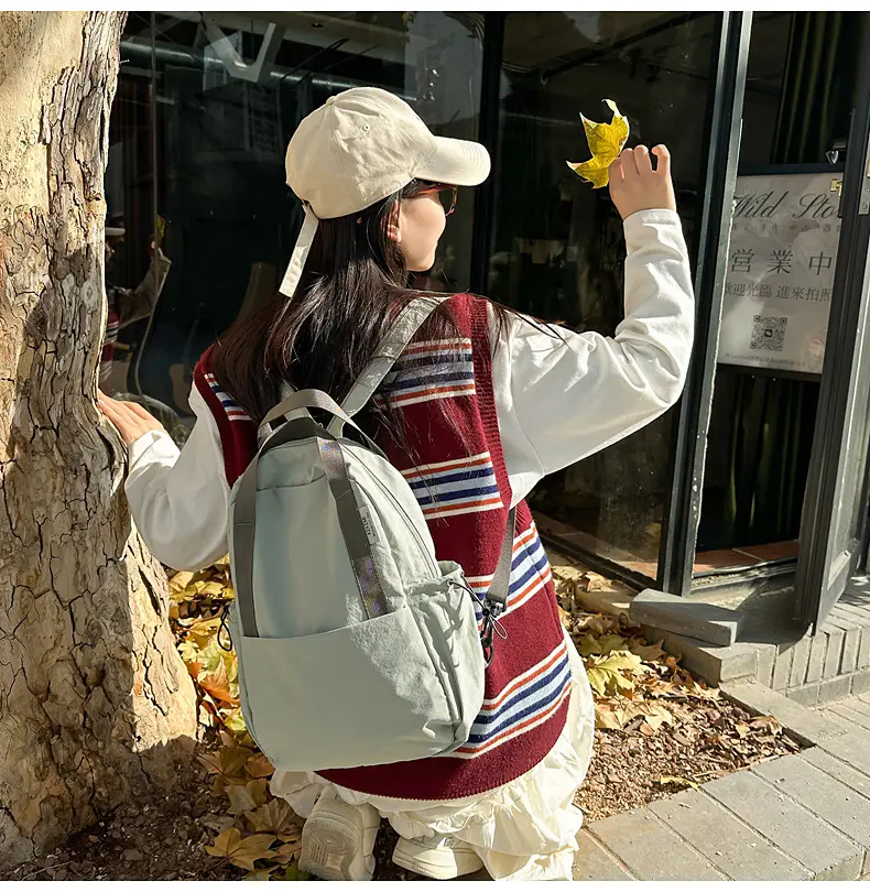 Crossbody Student Backpack Light Grey Multi-Purpose — feature 20