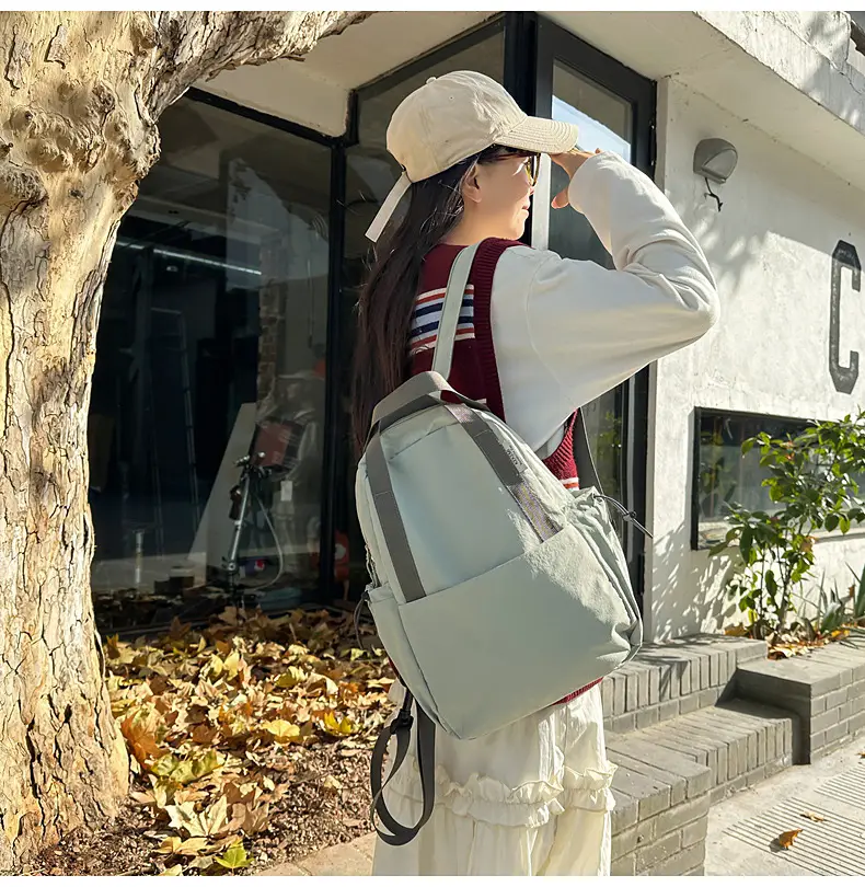 Crossbody Student Backpack Light Grey Multi-Purpose — feature 21