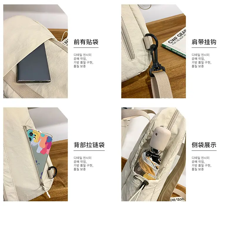 Crossbody Student Backpack Light Grey Multi-Purpose — feature 30