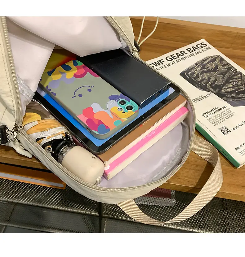 Crossbody Student Backpack Light Grey Multi-Purpose — feature 31