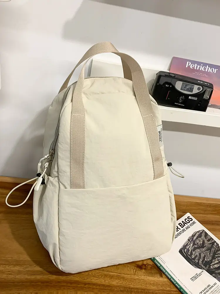 Crossbody Student Backpack Light Grey Multi-Purpose - Image 2