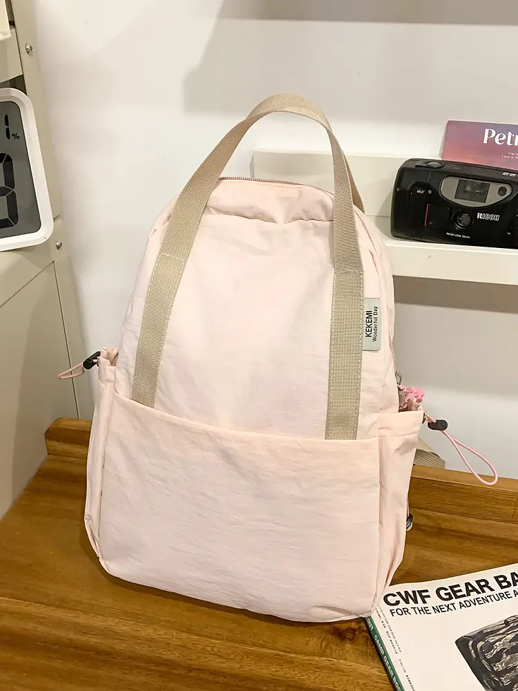 Crossbody Student Backpack Light Grey Multi-Purpose - Image 3