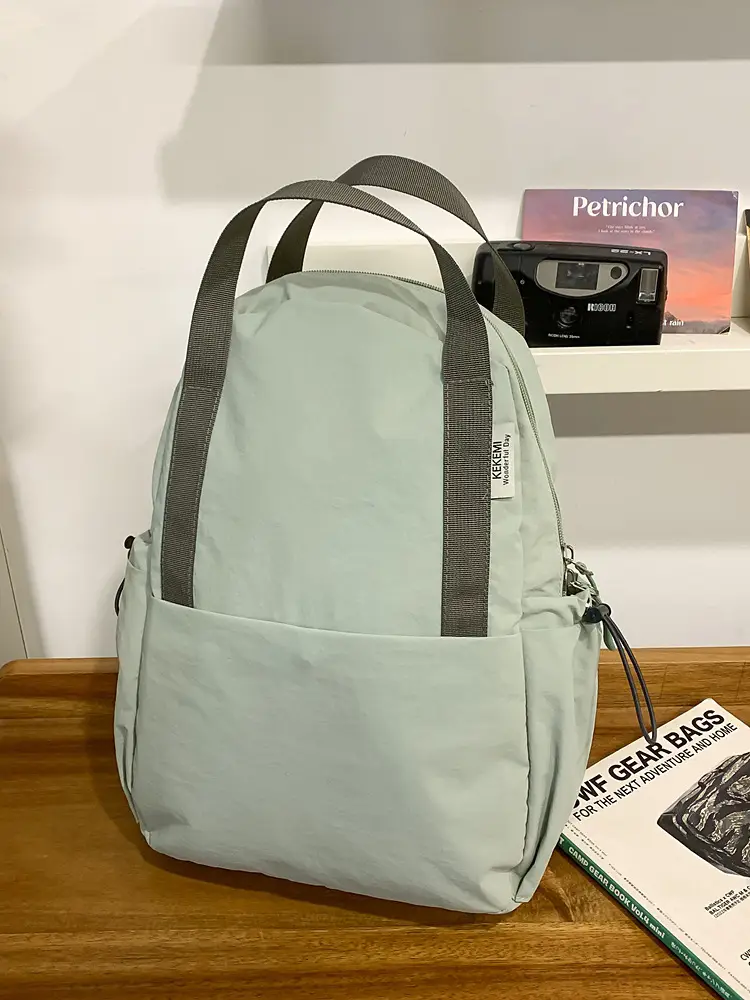 Crossbody Student Backpack Light Grey Multi-Purpose - Image 4