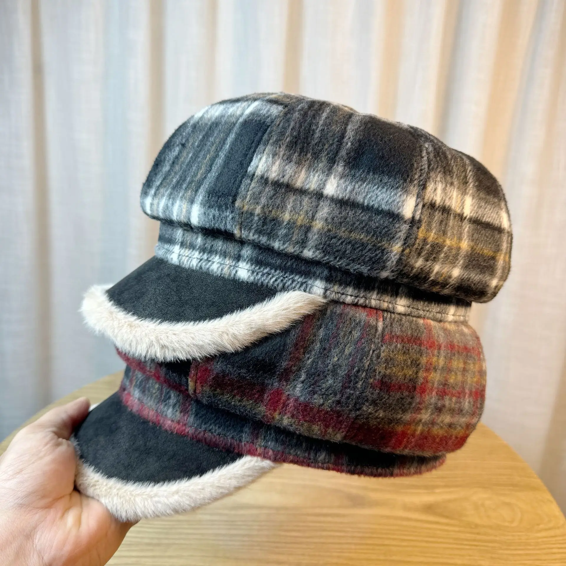 Women's Plaid Warm Cap Autumn Winter - Image 7