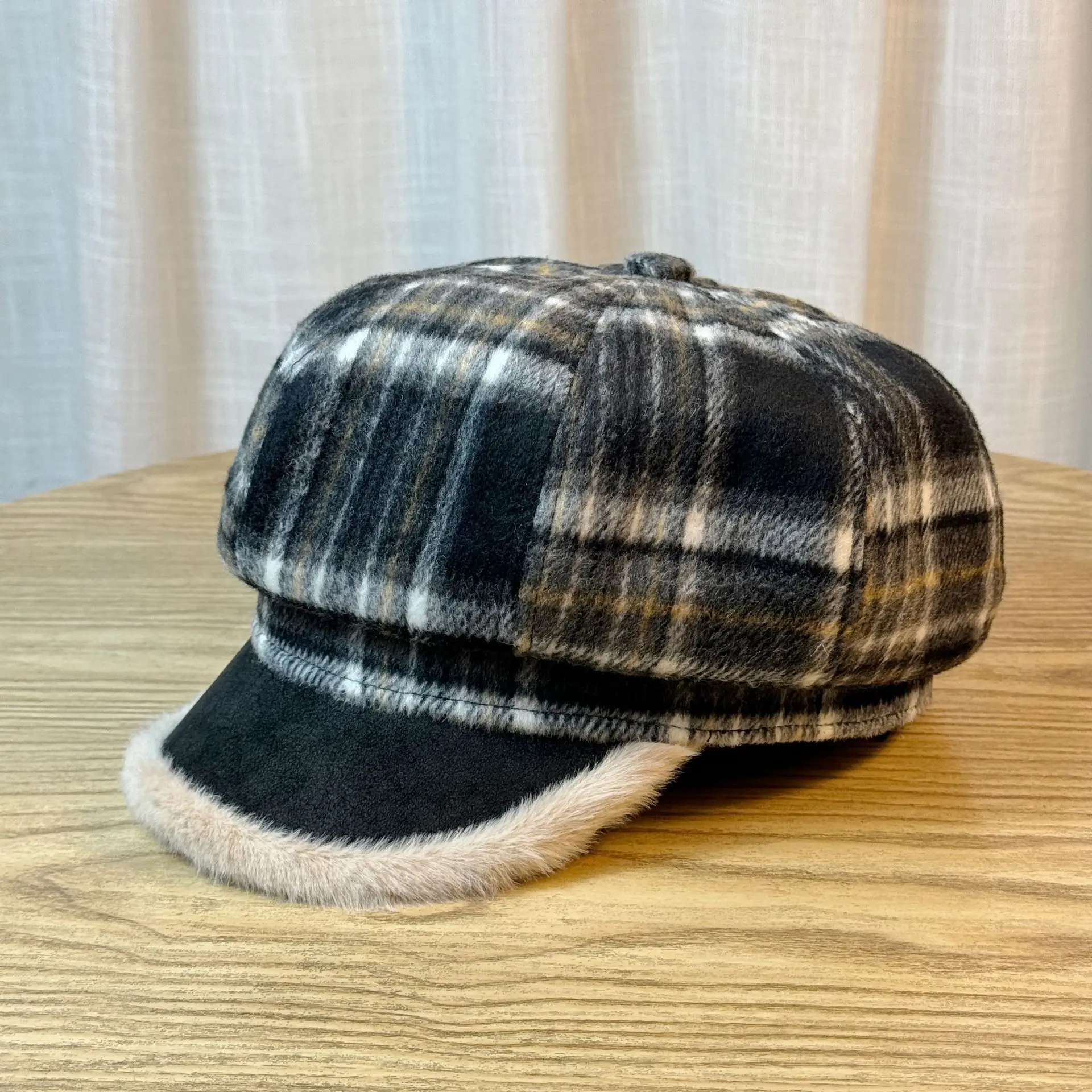 Women's Plaid Warm Cap Autumn Winter - Image 3