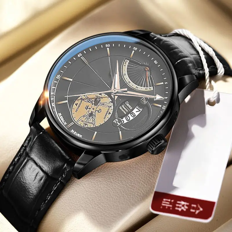 Men's Luxurious Rose Gold Wristwatch with Skeleton Dial — feature 5
