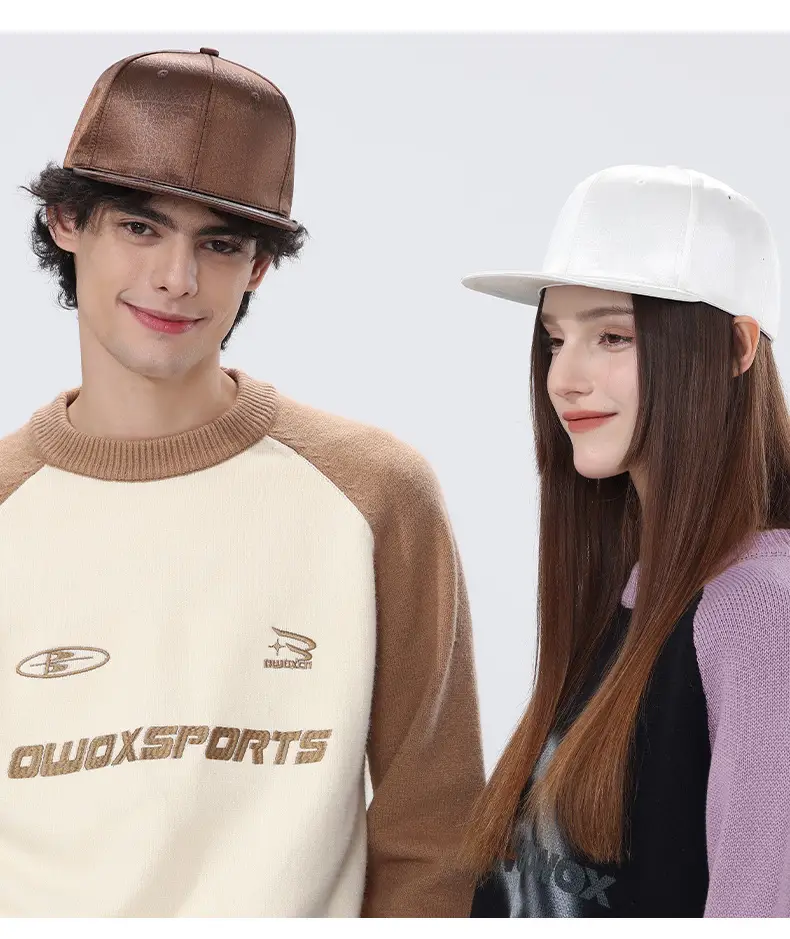 Hard Top Baseball Cap with Flat Brim Brown — feature 10