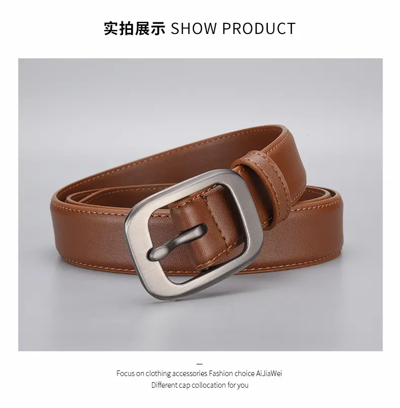 Women Genuine Leather Belt with Silver Buckle — feature 10