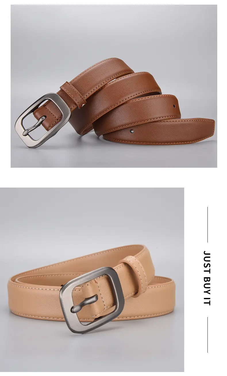 Women Genuine Leather Belt with Silver Buckle — feature 11