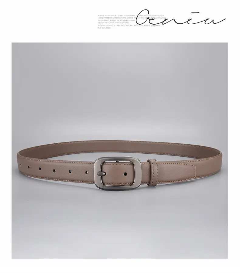 Women Genuine Leather Belt with Silver Buckle — feature 13