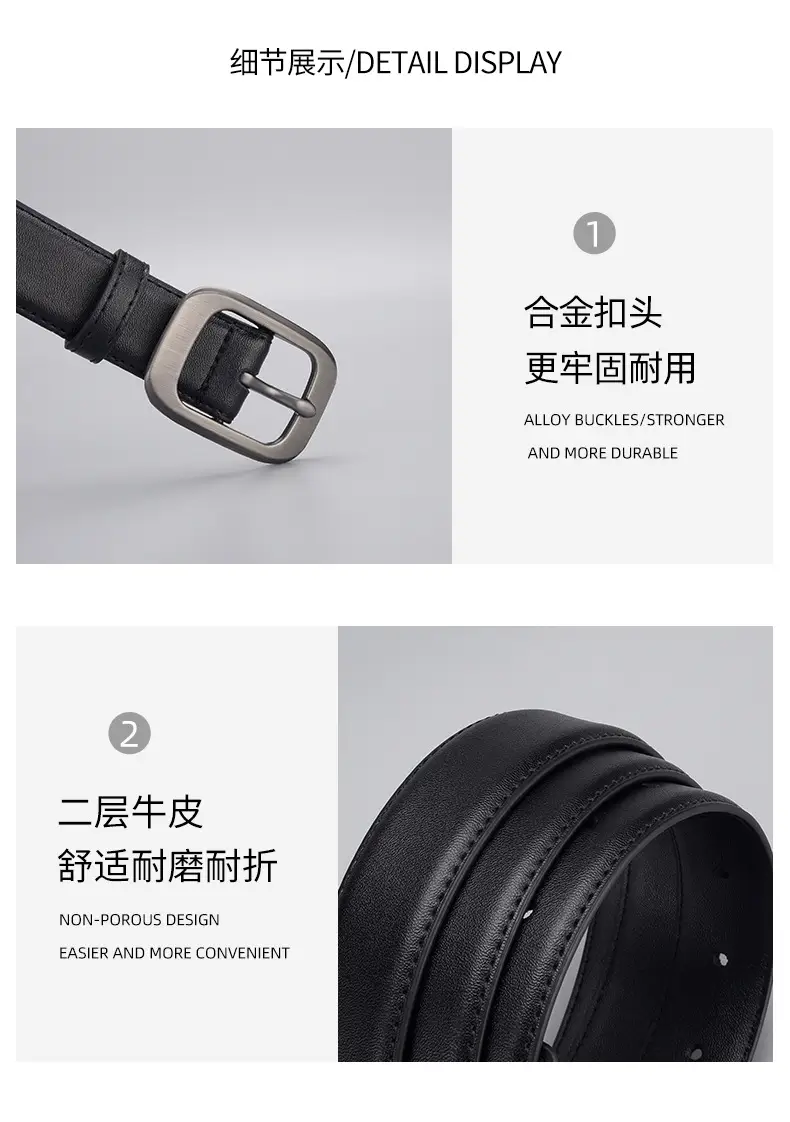 Women Genuine Leather Belt with Silver Buckle — feature 4