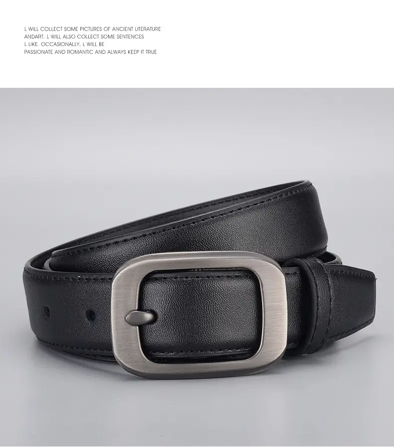 Women Genuine Leather Belt with Silver Buckle — feature 7