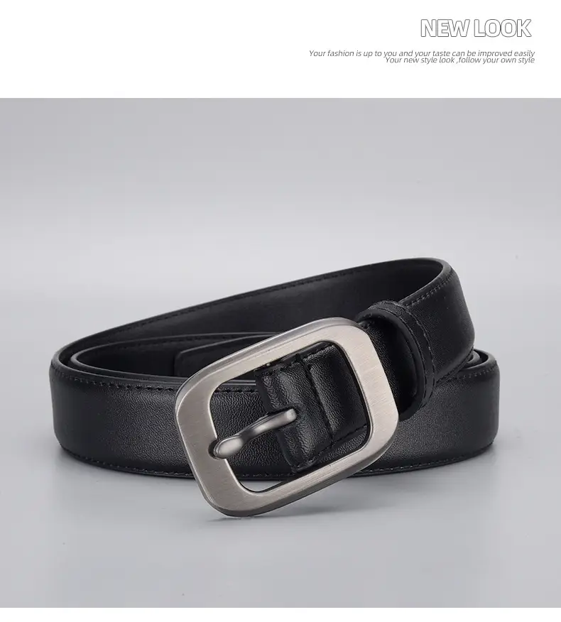 Women Genuine Leather Belt with Silver Buckle — feature 8