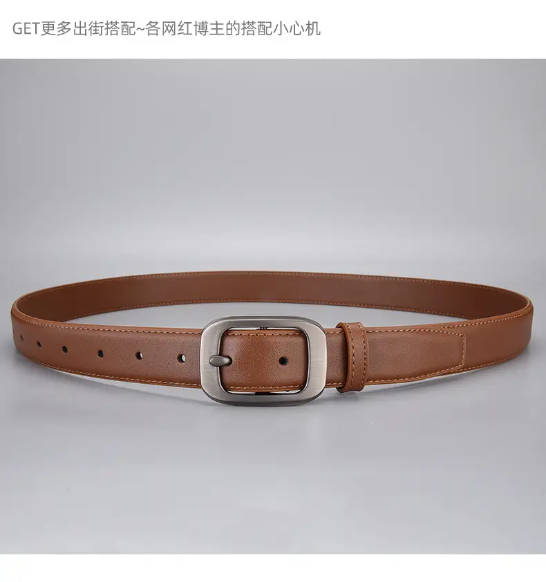Women Genuine Leather Belt with Silver Buckle — feature 9