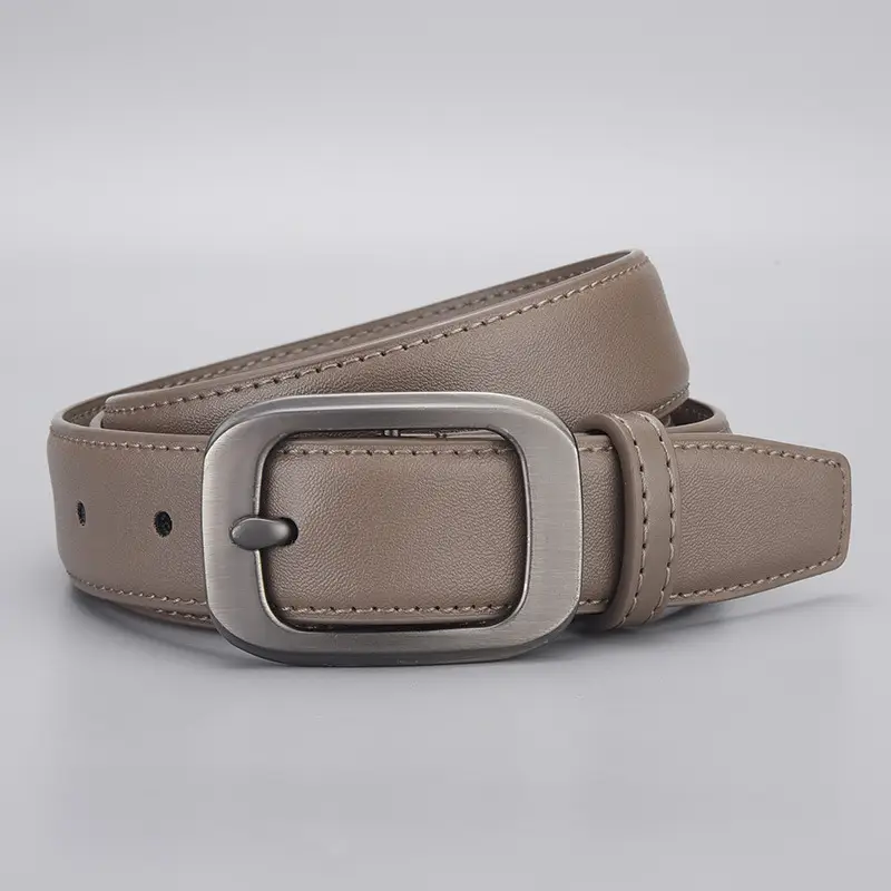 Women Genuine Leather Belt with Silver Buckle - Image 3