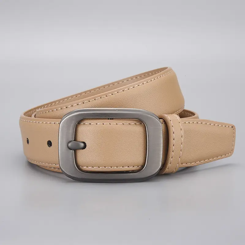Women Genuine Leather Belt with Silver Buckle - Image 4