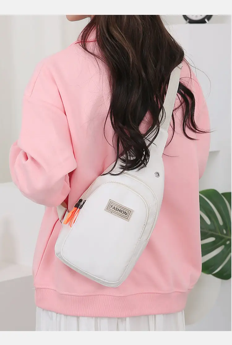 Pink Women's Chest Bag Lightweight Oxford Cloth Casual Sports Shoulder Bag — feature 17