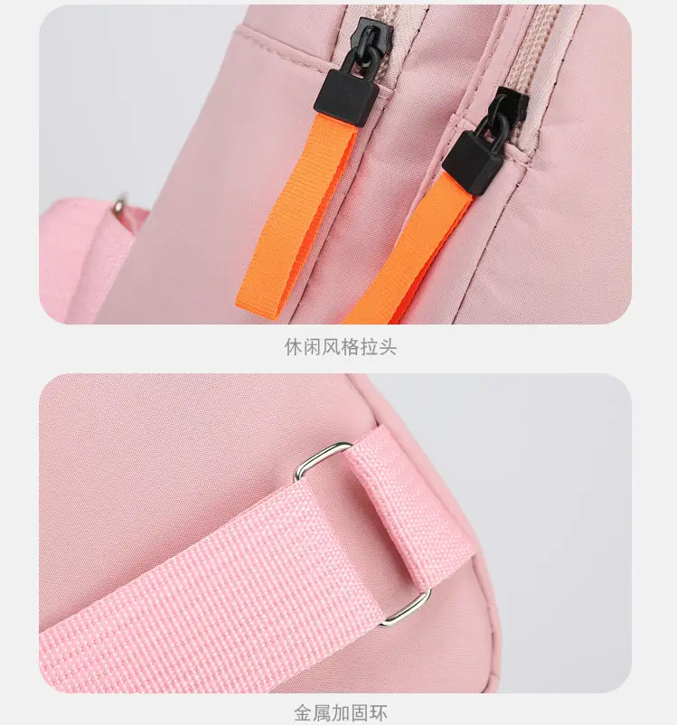 Pink Women's Chest Bag Lightweight Oxford Cloth Casual Sports Shoulder Bag — feature 33