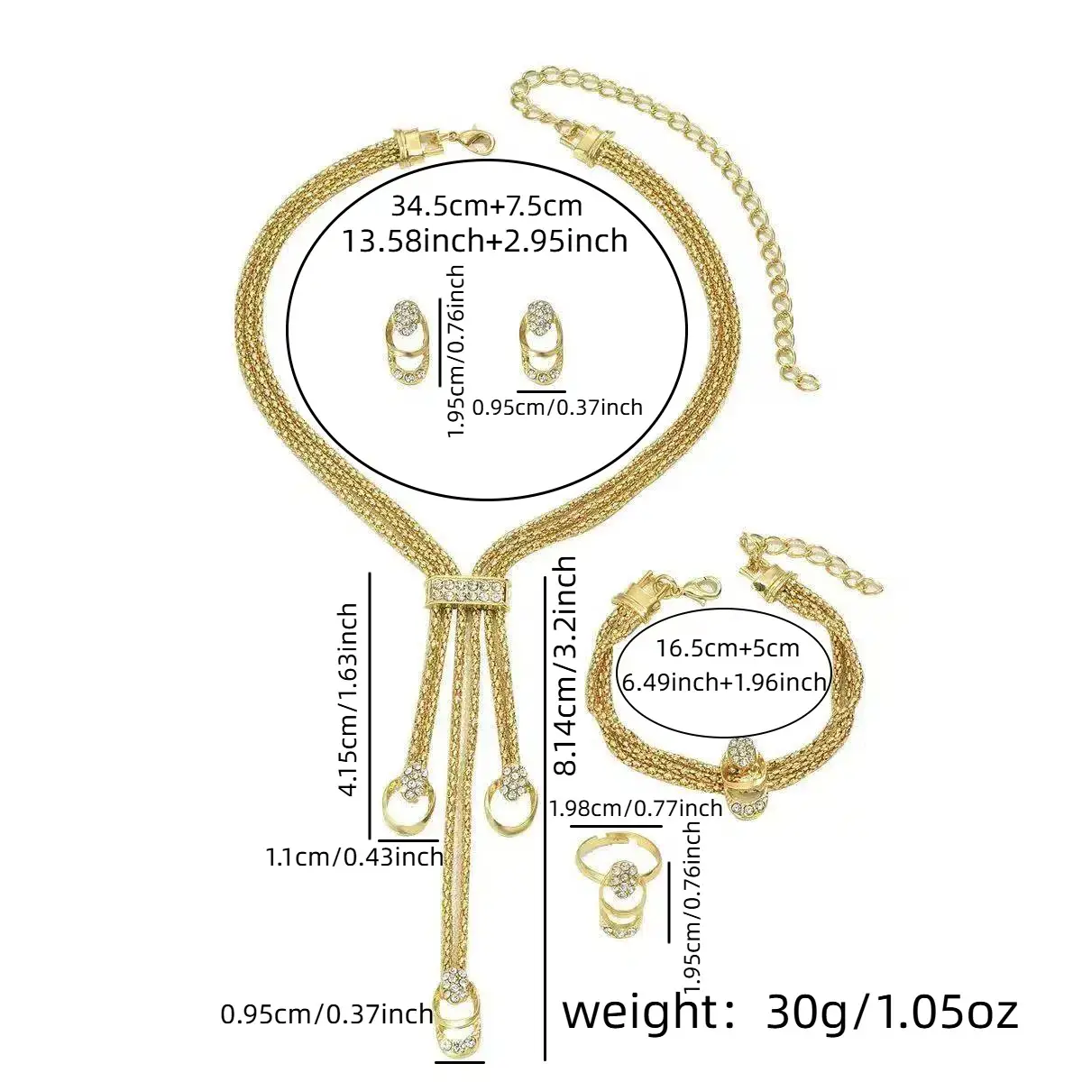 Gold Plated European Necklace Set with Diamond Earrings — feature 4