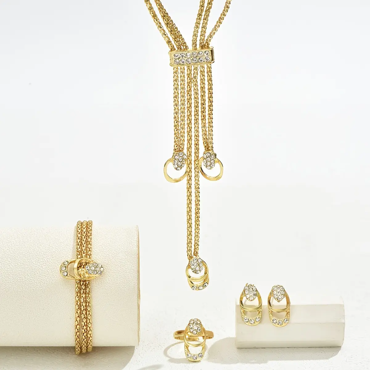 Gold Plated European Necklace Set with Diamond Earrings — feature 6