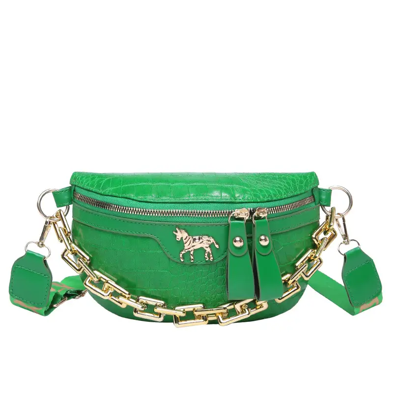 Women Crocodile Chain Chest Bag Brown 2025 - Image 11
