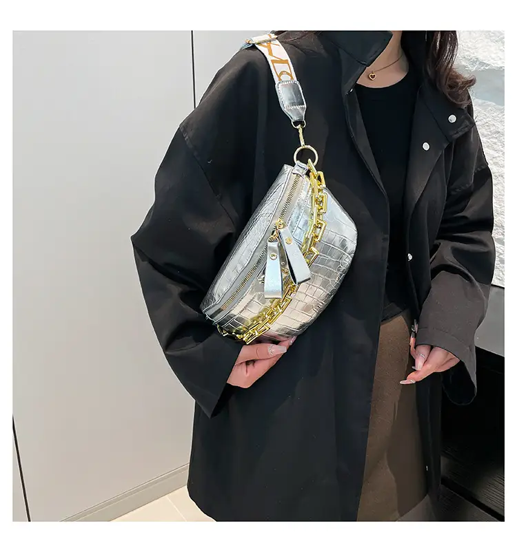 Women Crocodile Chain Chest Bag Brown 2025 — feature 17