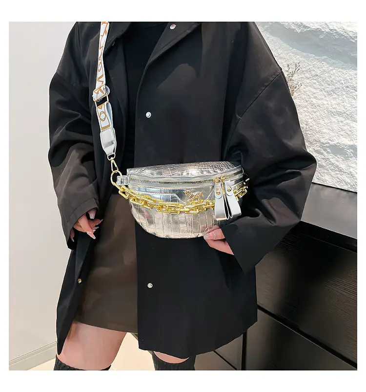 Women Crocodile Chain Chest Bag Brown 2025 — feature 18