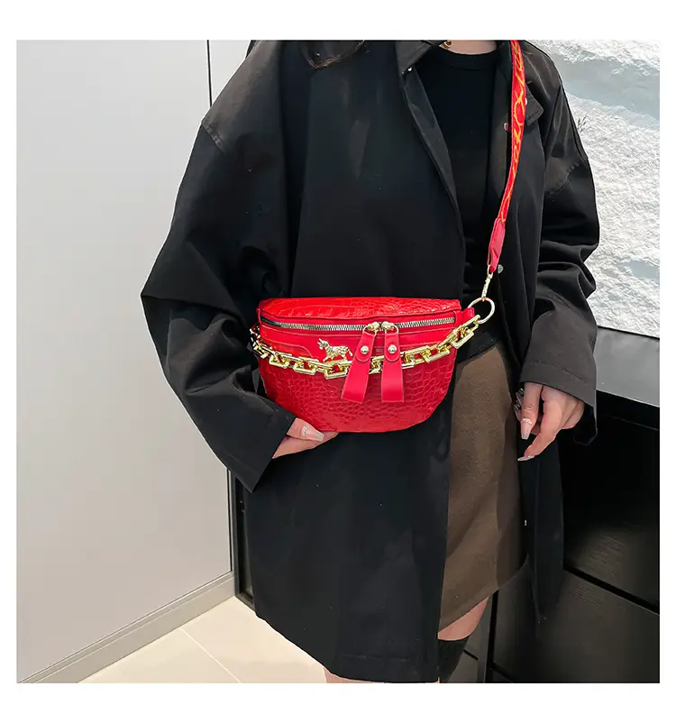 Women Crocodile Chain Chest Bag Brown 2025 — feature 20