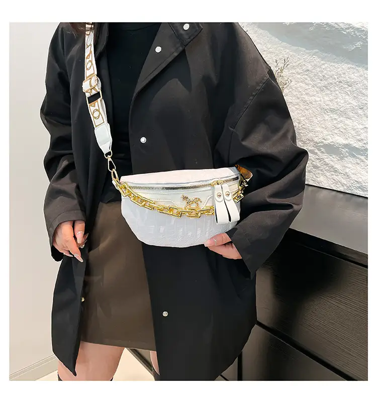Women Crocodile Chain Chest Bag Brown 2025 — feature 22