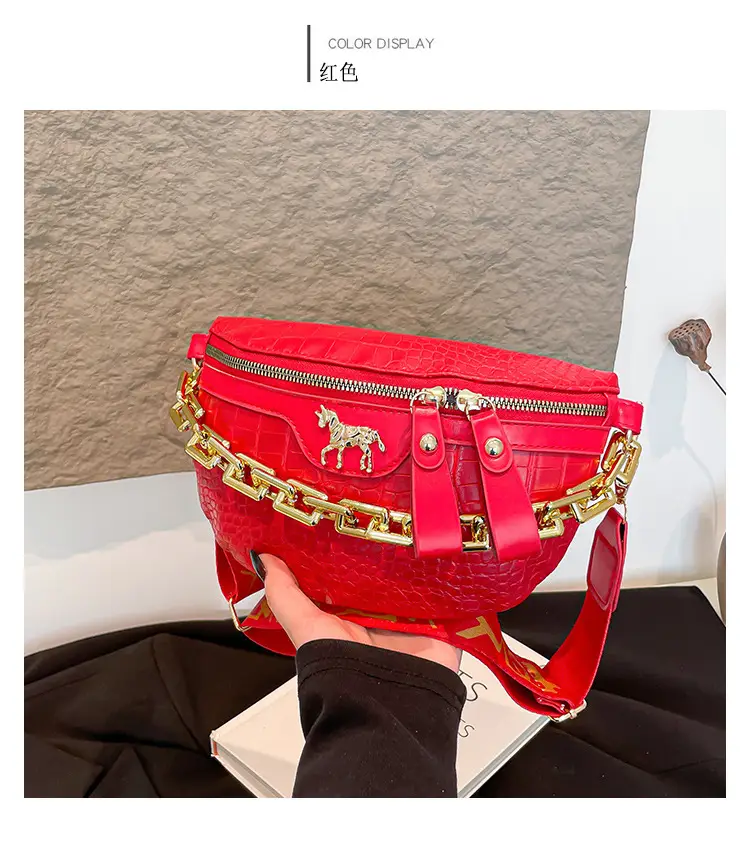 Women Crocodile Chain Chest Bag Brown 2025 — feature 25