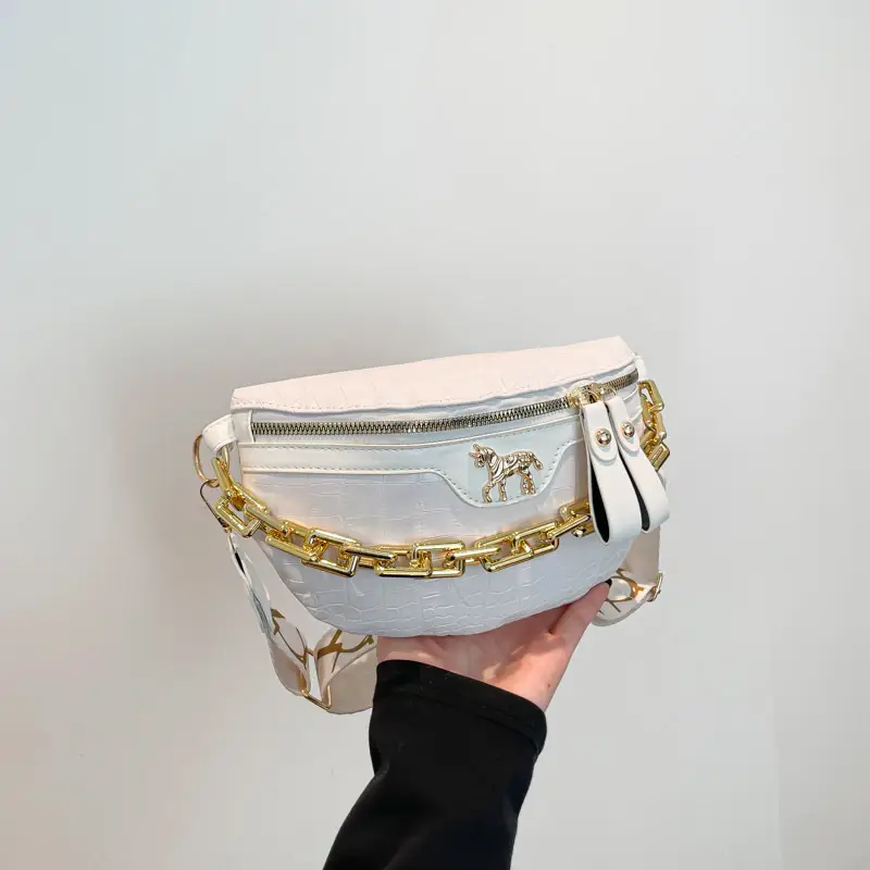 Women Crocodile Chain Chest Bag Brown 2025 - Image 2