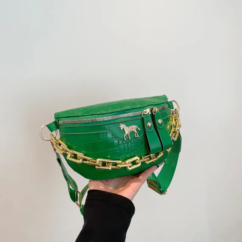 Women Crocodile Chain Chest Bag Brown 2025 - Image 6
