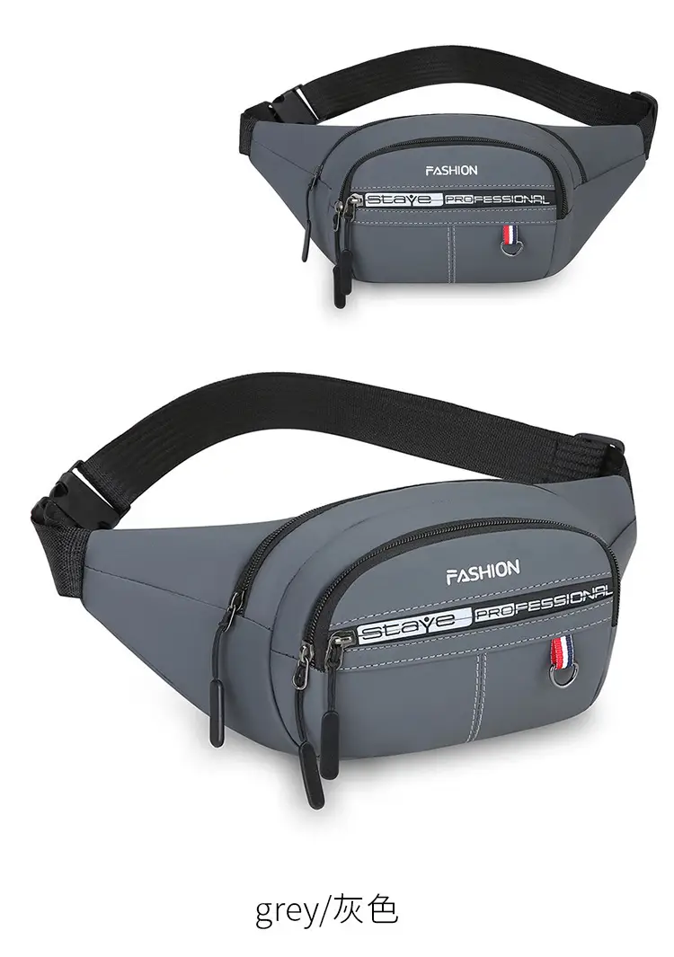 Men's Blue Fashion Waist Bag with 3 Compartments — feature 23