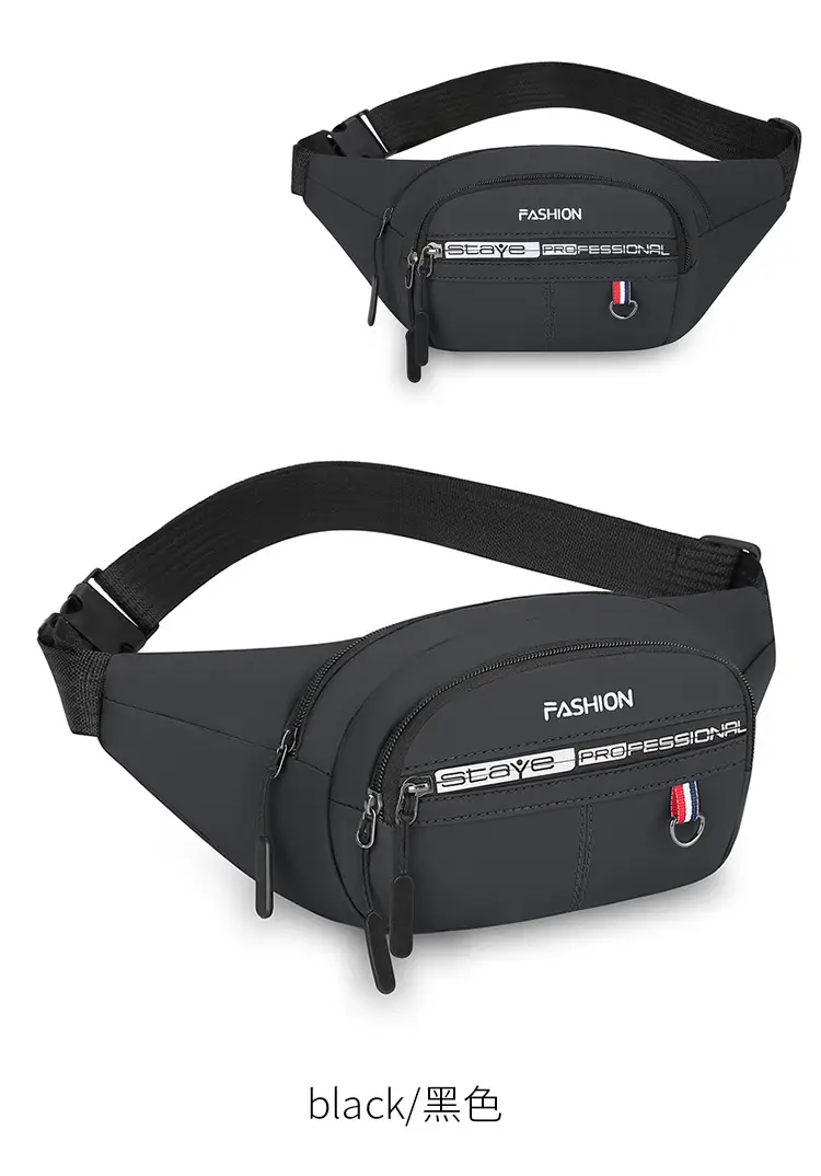 Men's Blue Fashion Waist Bag with 3 Compartments — feature 24