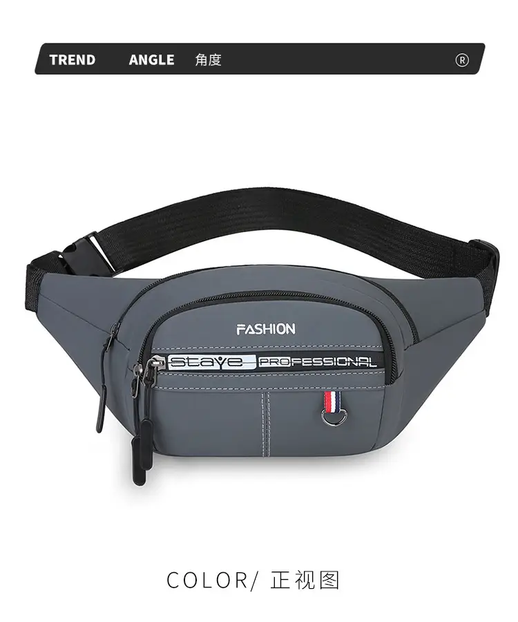 Men's Blue Fashion Waist Bag with 3 Compartments — feature 25
