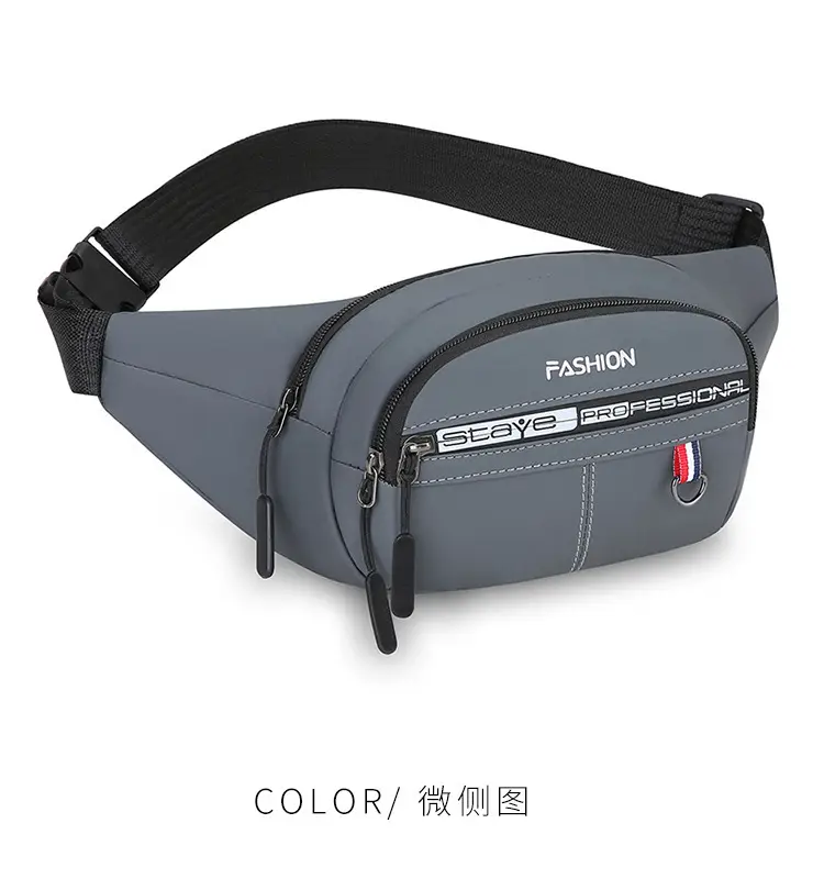 Men's Blue Fashion Waist Bag with 3 Compartments — feature 26
