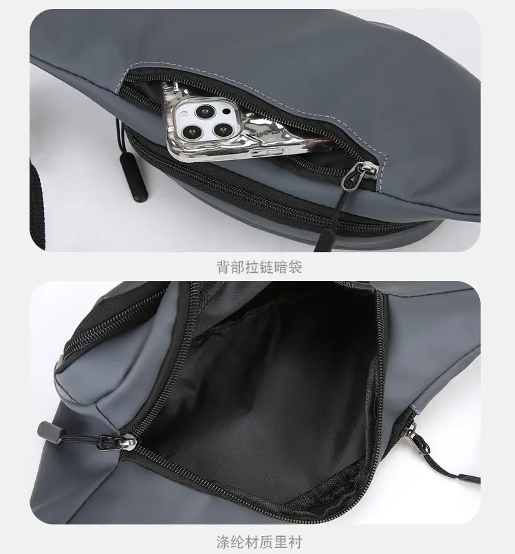 Men's Blue Fashion Waist Bag with 3 Compartments — feature 31
