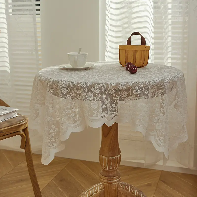 Cross-border European-style Oil-proof Lace Hollow Tablecloth Light Luxury High-end Tea Table Cloth Coffee Table Cloth Refrigerator Cloth Long Tablecloth