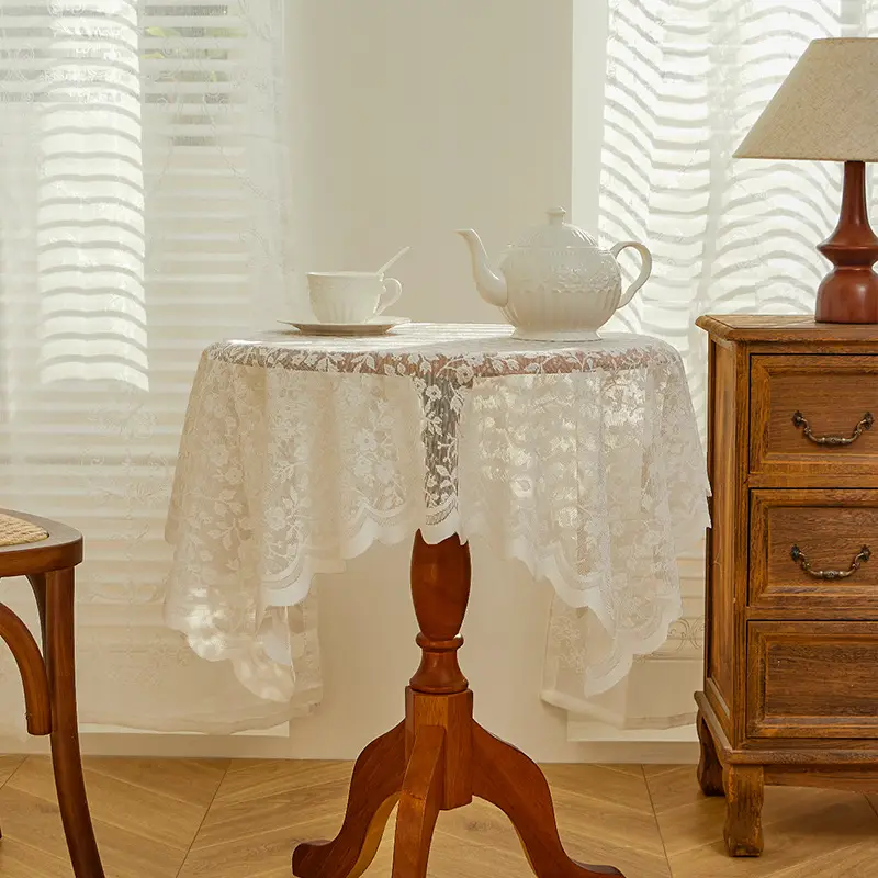Cross-border European-style Oil-proof Lace Hollow Tablecloth Light Luxury High-end Tea Table Cloth Coffee Table Cloth Refrigerator Cloth Long Tablecloth