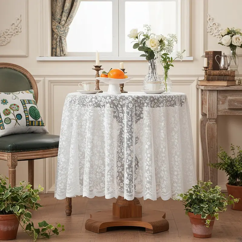 Cross-border European-style Oil-proof Lace Hollow Tablecloth Light Luxury High-end Tea Table Cloth Coffee Table Cloth Refrigerator Cloth Long Tablecloth