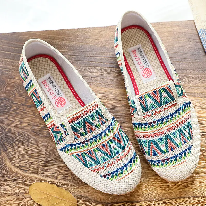 2026 Old Beijing Cloth Shoes for Women, Ethnic Style, Middle-Aged and Elderly Mother's Cloth Shoes, Non-Slip, Soft Sole, Comfortable Linen Fisherman Shoes - Image 2