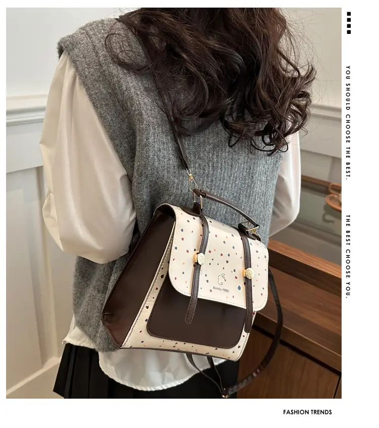Women's Vintage Dot Backpack One Shoulder Wave Print — feature 1
