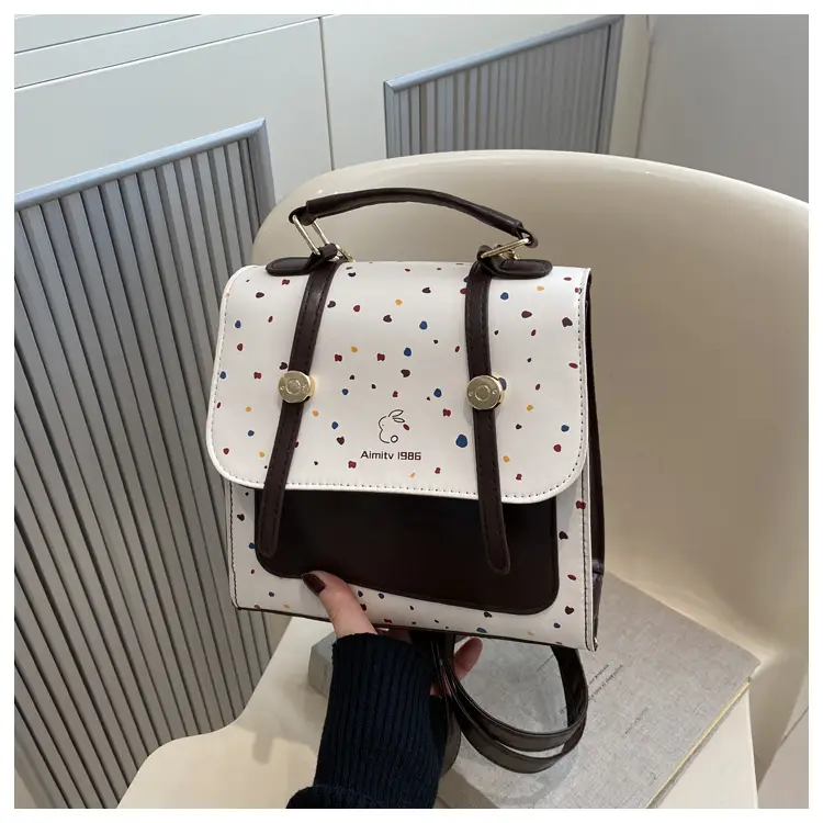 Women's Vintage Dot Backpack One Shoulder Wave Print — feature 15