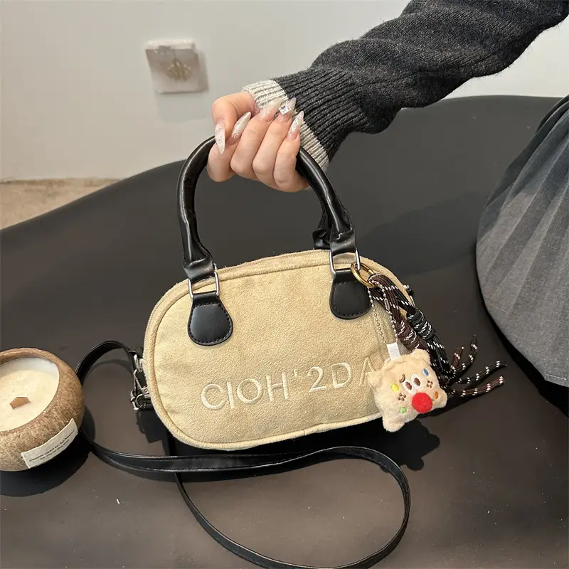 Women's Soft Leather Shoulder Bag with Cute Charm - Image 7