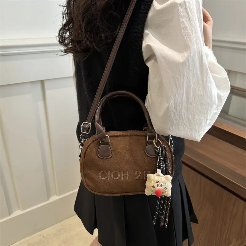 Women's Soft Leather Shoulder Bag with Cute Charm - Image 8